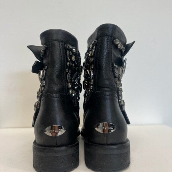 Jimmy Choo black leather boot whit crystal embellishments - Picture 5 of 8